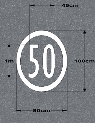 Dimensions du marquage du limitation du 50 km/h