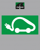 Voiture électrique blanc sur fond vert PREMARK™